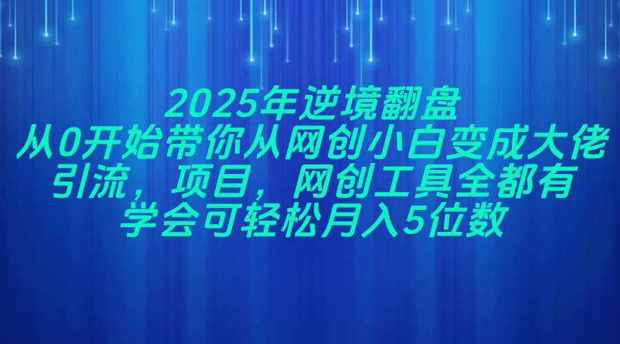 2025年逆境翻盘，从0开始带你从网创小白变成大佬，引流，项目，网创工…-知库