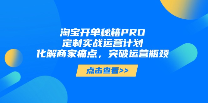 淘宝开单秘籍PRO，定制实战运营计划，化解商家痛点，突破运营瓶颈-知库