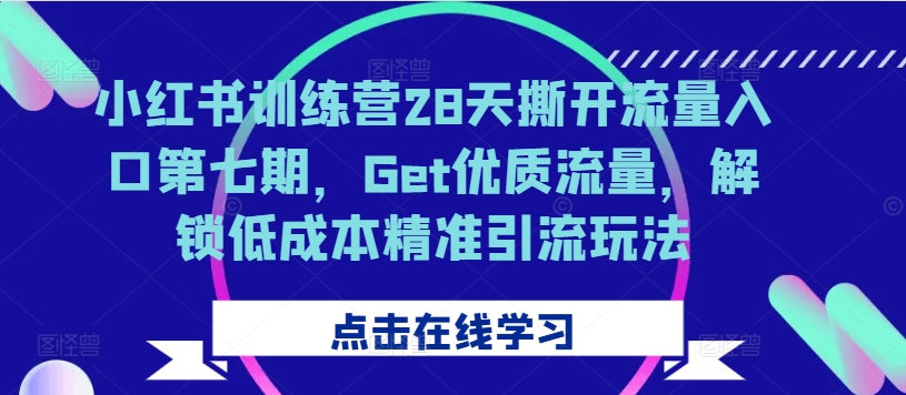 小红书训练营28天撕开流量入口第七期，Get优质流量，解锁低成本精准引流玩法-知库