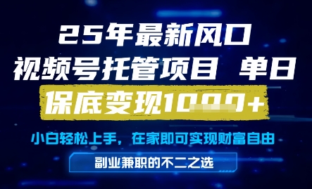 25年最新风口，视频号托管项目，单日保底变现1k+，手把手教学【揭秘】-知库