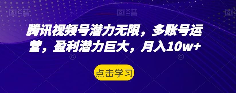 腾讯视频号潜力无限，多账号运营，盈利潜力巨大，月入10w+-知库