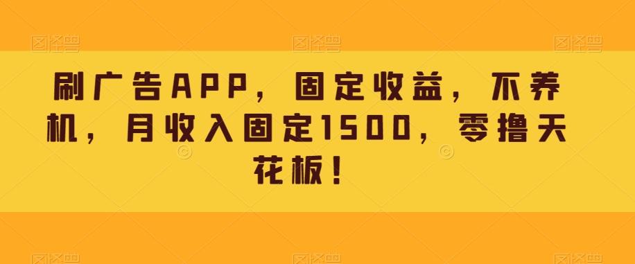 刷广告APP，固定收益，不养机，月收入固定1500，零撸天花板！-知库