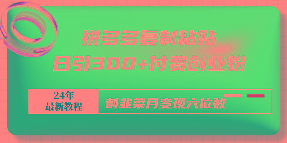 拼多多复制粘贴日引300+付费创业粉，割韭菜月变现六位数最新教程！-知库