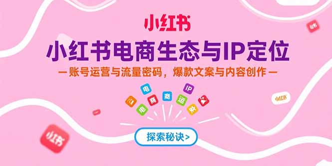 小红书电商生态与IP定位，账号运营与流量密码，爆款文案与内容创作-知库
