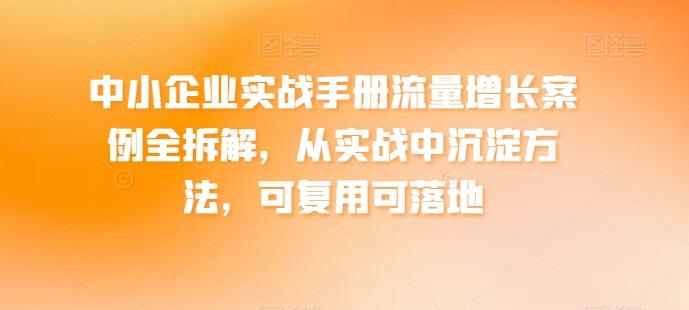 中小企业实战手册流量增长案例全拆解，从实战中沉淀方法，可复用可落地-知库