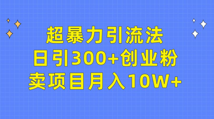 (9954期)超暴力引流法，日引300+创业粉，卖项目月入10W+-知库