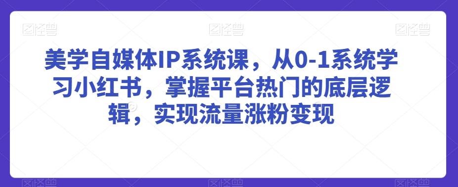 美学自媒体IP系统课，从0-1系统学习小红书，掌握平台热门的底层逻辑，实现流量涨粉变现-知库