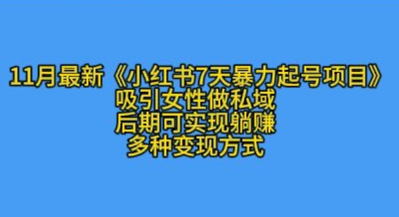 K总部落11月最新小红书7天暴力起号项目，吸引女性做私域【揭秘】-知库