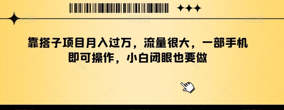 靠搭子项目月入过万，流量很大，一部手机即可操作，小白闭眼也要做-知库