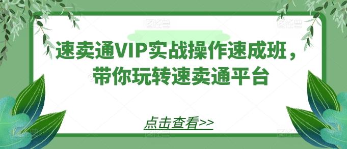 速卖通VIP实战操作速成班，带你玩转速卖通平台-知库