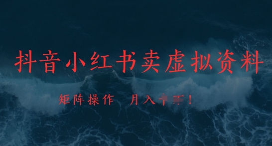 抖音小红书卖虚拟资料，市场需求一直存在，矩阵操作，月入1w+-知库