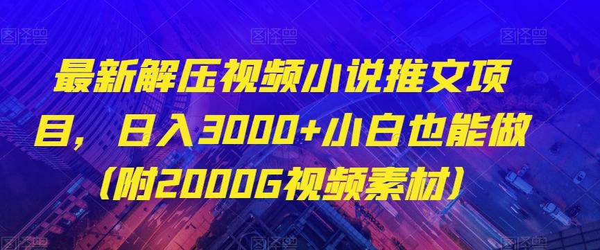 最新解压视频小说推文项目，日入3000+小白也能做（附2000G视频素材）【揭秘】-知库