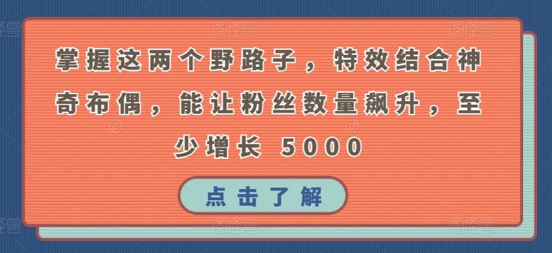 掌握这两个野路子，特效结合神奇布偶，能让粉丝数量飙升，至少增长 5000【揭秘】-知库