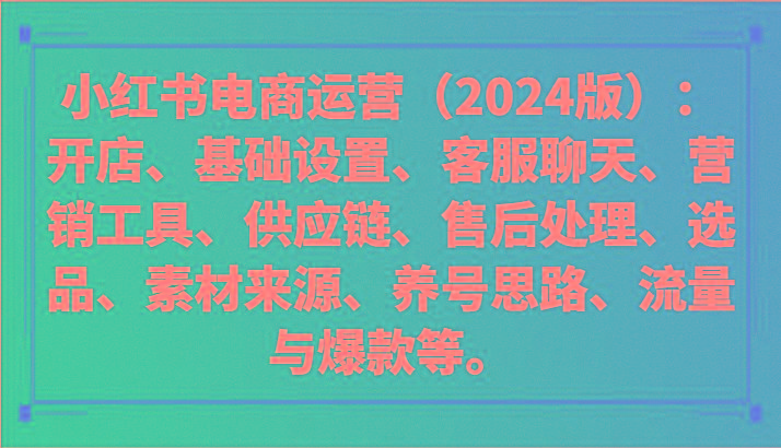 小红书电商运营(2024版)：开店、设置、供应链、选品、素材、养号、流量与爆款等-知库