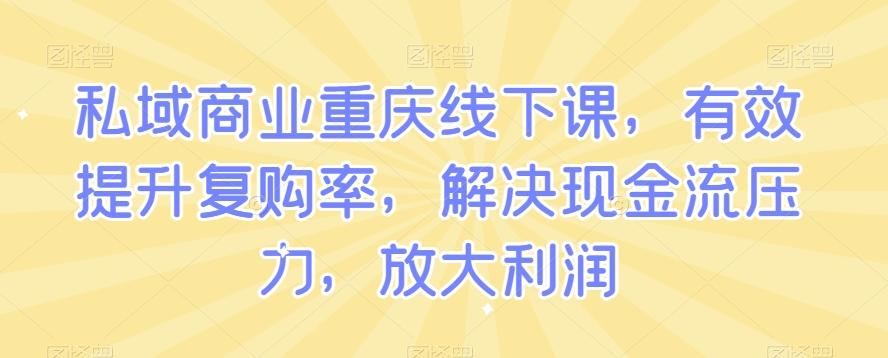 私域商业重庆线下课，有效提升复购率，解决现金流压力，放大利润-知库