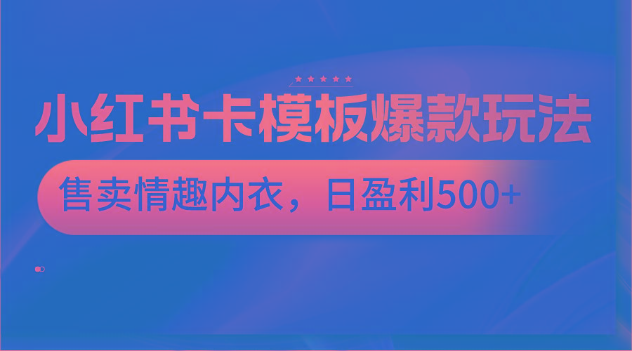 小红书卡模板爆款玩法，售卖情趣内衣，日盈利500+-知库