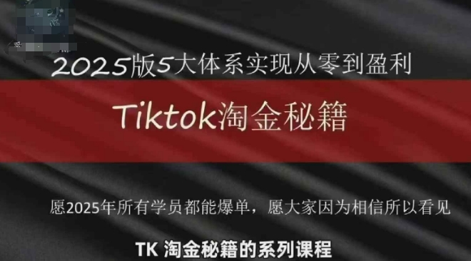 TikTok跨境2025淘金秘籍，​2025TikTok从0到盈利变现-知库