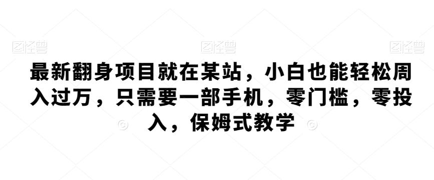 最新翻身项目就在某站，小白也能轻松周入过万，只需要一部手机，零门槛，零投入，保姆式教学-知库