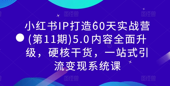 小红书IP打造60天实战营(第11期)5.0​内容全面升级，硬核干货，一站式引流变现系统课-知库