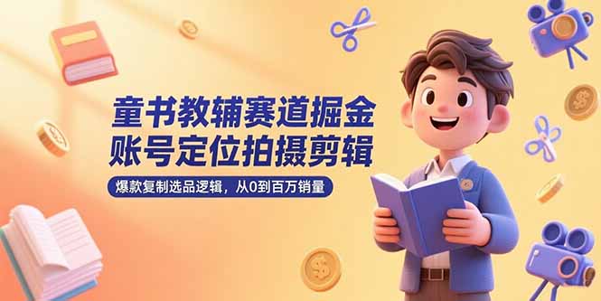 童书教辅赛道掘金，账号定位拍摄剪辑，爆款复制选品逻辑，从0到百万销量-知库