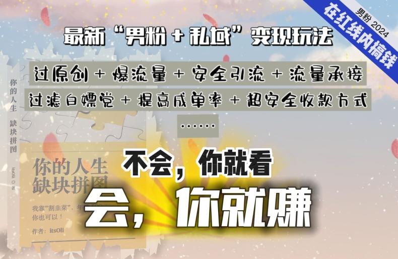 2024，“男粉+私域”还是最耐造、最赚、最轻松、最愉快的变现方式【揭秘】-知库