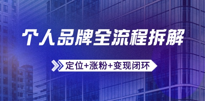 个人品牌全流程拆解：定位+涨粉+变现闭环，微信生态运营与资源整合-知库