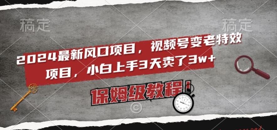 2024最新风口项目，视频号变老特效项目，电脑小白上手3天卖了3w+，保姆级教程【揭秘】-知库