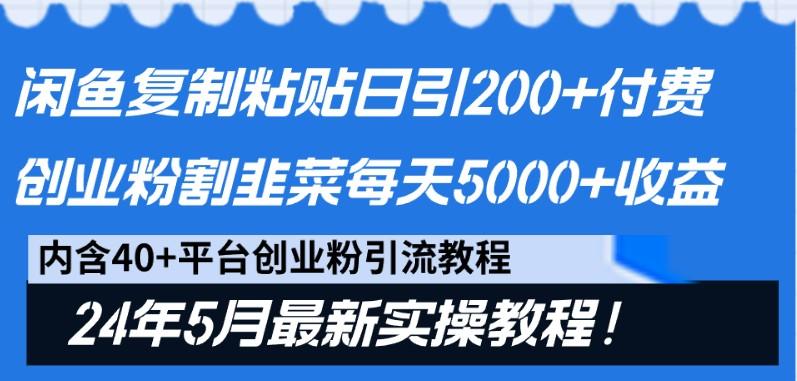 闲鱼复制粘贴日引200+付费创业粉，24年5月最新方法！割韭菜日稳定5000+收益-知库