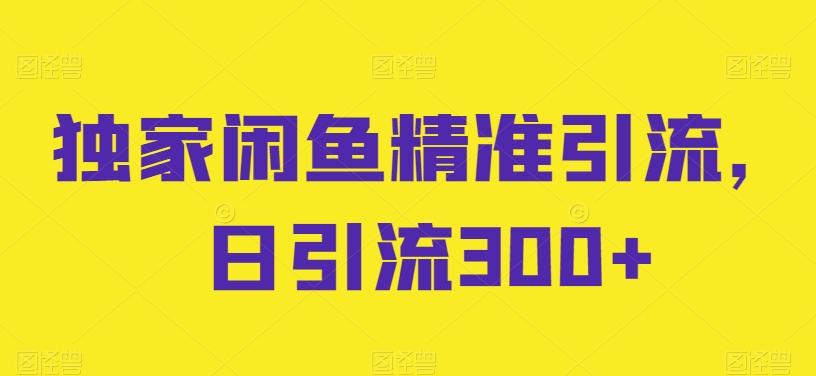 独家闲鱼精准引流，日引流300+【揭秘】-知库