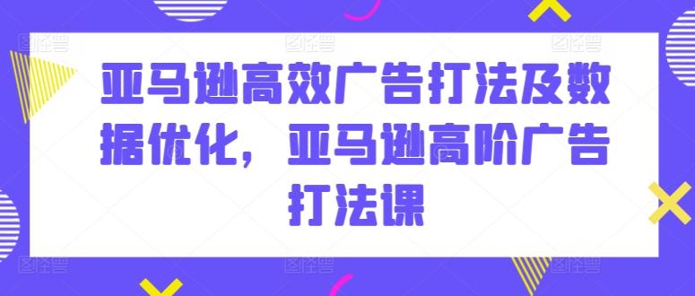 亚马逊高效广告打法及数据优化，亚马逊高阶广告打法课-知库