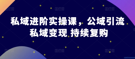 私域进阶实操课，公域引流 私域变现 持续复购-知库