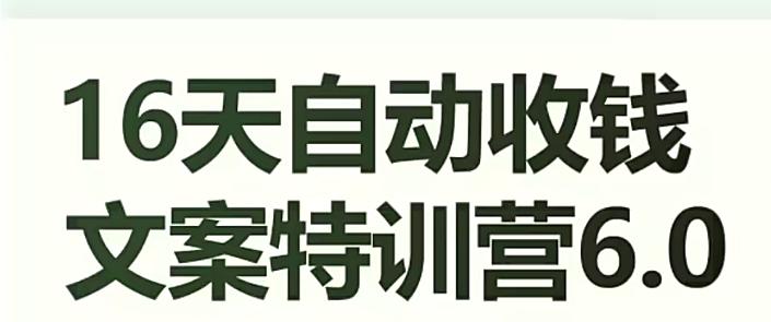 16天自动收钱文案特训营6.0，学会儿每天自动咔咔收钱-知库