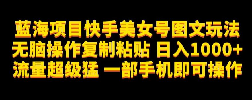 蓝海项目快手美女号图文玩法，无脑操作复制粘贴，日入1000+流量超级猛一部手机即可操作【揭秘】-知库