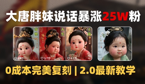 AI大唐胖贵妃说话2.0，40条视频暴涨40w粉，附独家变现攻略-知库