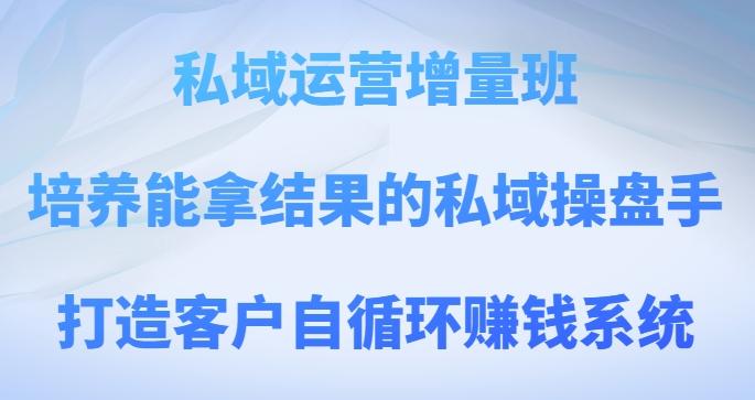 私域运营增量班，培养能拿结果的私域操盘手，打造客户自循环赚钱系统-知库