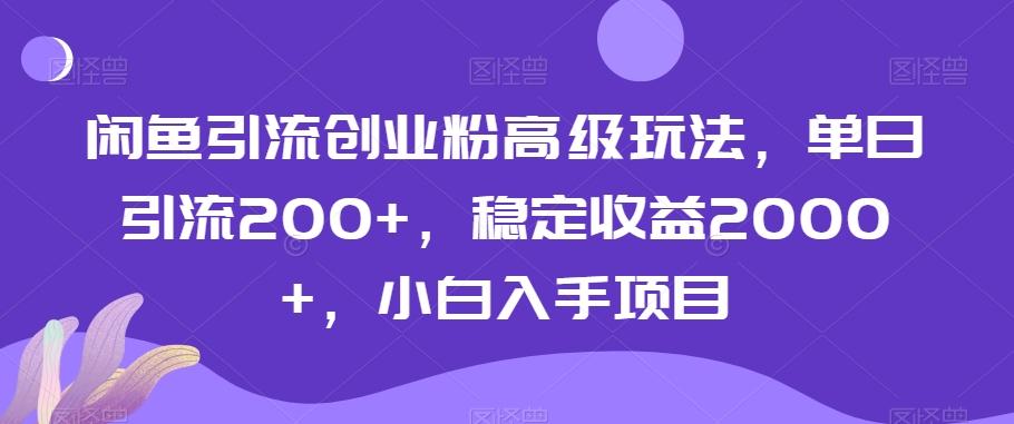 闲鱼引流创业粉高级玩法，单日引流200+，稳定收益2000+，小白入手项目-知库