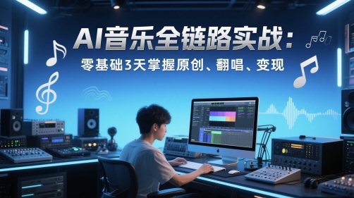 AI音乐全链路实战变现课：零基础3天掌握原创、翻唱、变现-知库