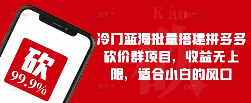 冷门蓝海批量搭建拼多多砍价群项目，收益无上限，适合小白的风口【揭秘】-知库