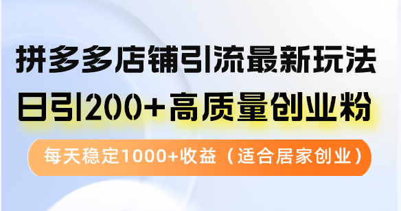 拼多多店铺引流最新玩法，日引200+高质量创业粉，每天稳定1000+收益(…-知库