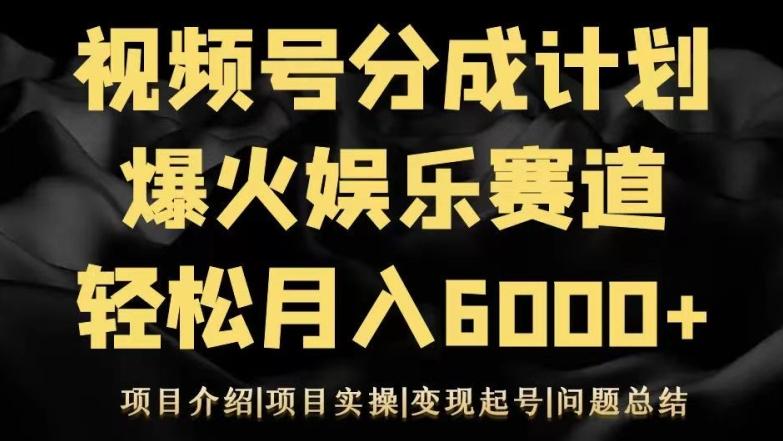 视频号创作分成计划之娱乐赛道轻松日入500+-知库