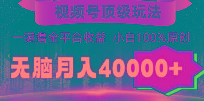 (9281期)视频号顶级玩法，无脑月入40000+，一键撸全平台收益，纯小白也能100%原创-知库