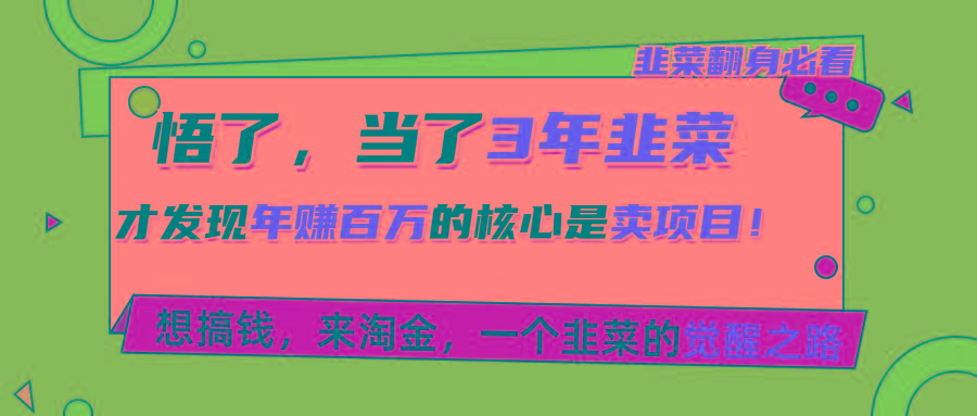 悟了，当了3年韭菜，才发现网赚圈年赚100万的核心是卖项目，含泪分享！-知库