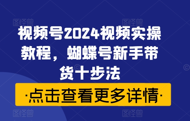 视频号2024视频实操教程，蝴蝶号新手带货十步法-知库