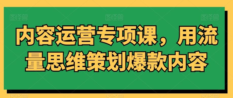 内容运营专项课，用流量思维策划爆款内容-知库