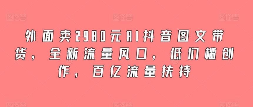 外面卖2980元AI抖音图文带货，全新流量风口，低们槛创作，百亿流量扶持-知库