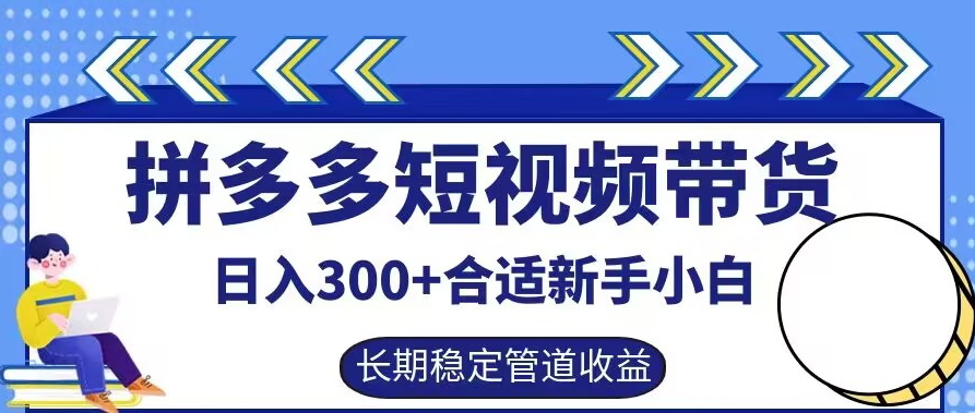 拼多多短视频带货日入300+有长期稳定被动收益，合适新手小白【揭秘】-知库