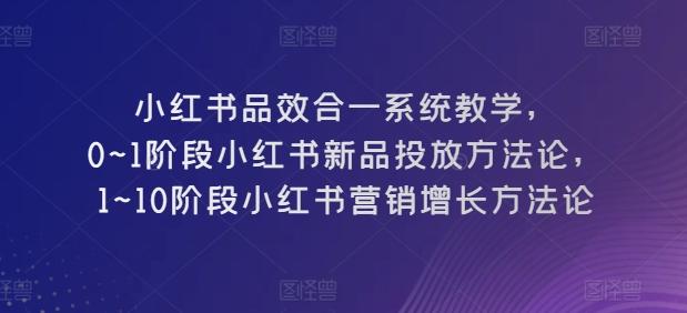 小红书品效合一系统教学，​0~1阶段小红书新品投放方法论，​1~10阶段小红书营销增长方法论-知库