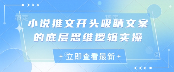 小说推文开头吸睛文案的底层思维逻辑实操-知库