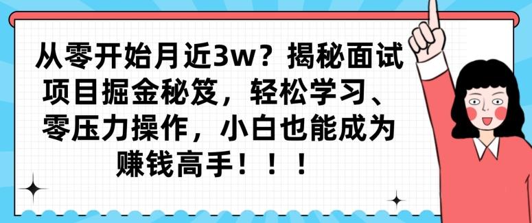 从零开始月近3w？揭秘面试项目掘金秘笈，轻松学习、零压力操作，小白也能成为赚钱高手-知库