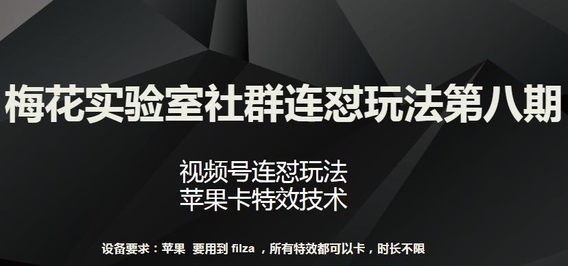 梅花实验室社群连怼玩法第八期，视频号连怼玩法 苹果卡特效技术【揭秘】-知库